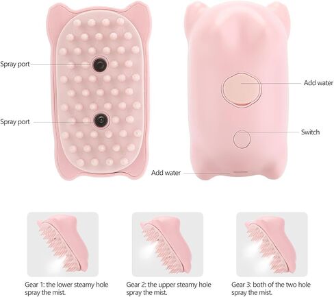 steam hairbrush for dogs and cats,3-in-1 steam brush cat spray massage comb cat comb,grooming brush pet hair removal comb for cat and dog ，2 spray opening（pink colour） in Saudi Arabia