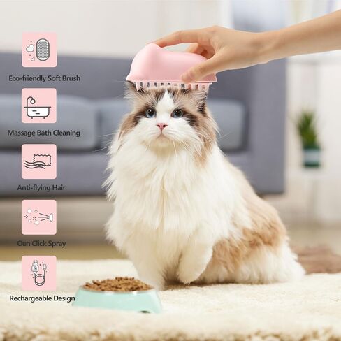 steam hairbrush for dogs and cats,3-in-1 steam brush cat spray massage comb cat comb,grooming brush pet hair removal comb for cat and dog ，2 spray opening（pink colour） in Saudi Arabia