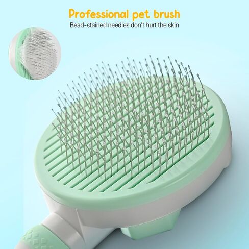 3PCS Cat Grooming Kit,Cat Brushes for indoor Cats with Cat Nail Clipper & Nail File,Self Cleaning Slicker Brush for Dogs & Cats(Green) in Saudi Arabia