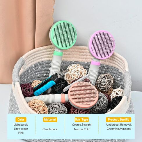 3PCS Cat Grooming Kit,Cat Brushes for indoor Cats with Cat Nail Clipper & Nail File,Self Cleaning Slicker Brush for Dogs & Cats(Green) in Saudi Arabia