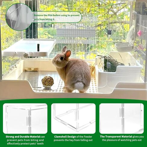 Rabbit Hay Feeder with Lid,Hanging Food Dispenser for Rabbit, Guinea Pig, Bunny, Chinchilla, 106oz Large Capacity 1pack in Saudi Arabia
