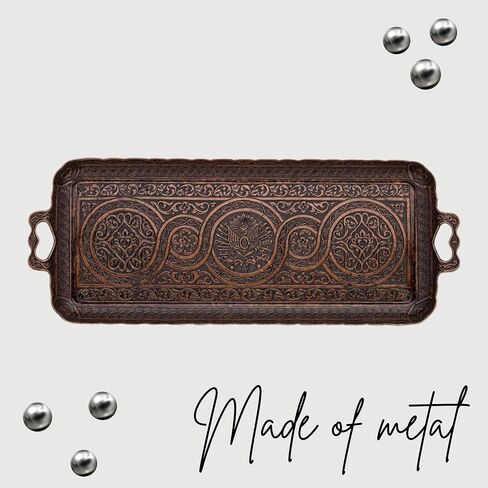 Special Turkish Motif Handmade Serving Trays for Women Ottoman Pattern - Rectangle (Gold) in Saudi Arabia