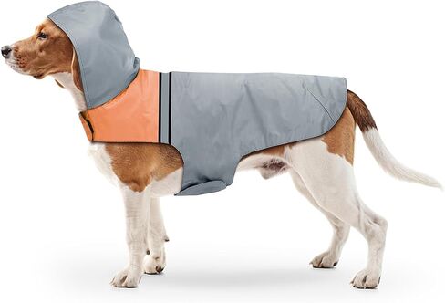 Dog Raincoat with Reflective Strip, Ultra Light Breathable Waterproof Dog Rain Jacket, Adjustable Waterproof Dog Raincoat with Hood, Suitable for Small, Medium, and Large Dogs (Grey, L) in Kuwait
