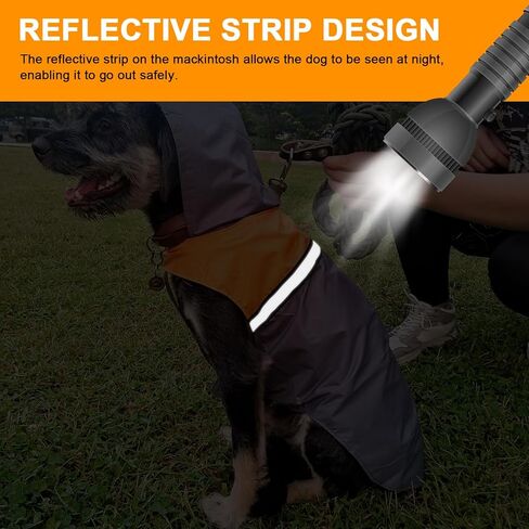 Dog Raincoat with Reflective Strip, Ultra Light Breathable Waterproof Dog Rain Jacket, Adjustable Waterproof Dog Raincoat with Hood, Suitable for Small, Medium, and Large Dogs (Grey, L) in Kuwait