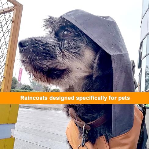 Dog Raincoat with Reflective Strip, Ultra Light Breathable Waterproof Dog Rain Jacket, Adjustable Waterproof Dog Raincoat with Hood, Suitable for Small, Medium, and Large Dogs (Grey, L) in Kuwait