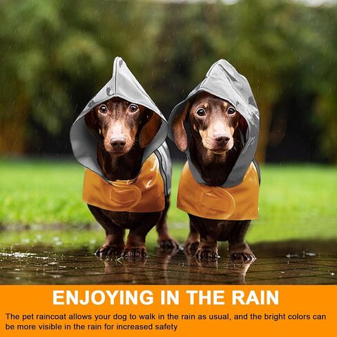 Dog Raincoat with Reflective Strip, Ultra Light Breathable Waterproof Dog Rain Jacket, Adjustable Waterproof Dog Raincoat with Hood, Suitable for Small, Medium, and Large Dogs (Grey, L) in Kuwait