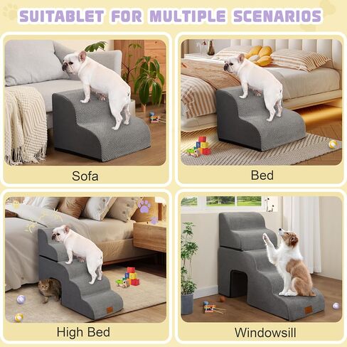 5 Step Dog Steps for Bed 30 Inches Height,Dog Stairs for Small Dogs,Pet Stairs for High Beds,Dog Ramp for Bed,Dog Steps for High Bed,Dog Steps for Couch,Pet Ramps for Small Dogs,Grey in Saudi Arabia