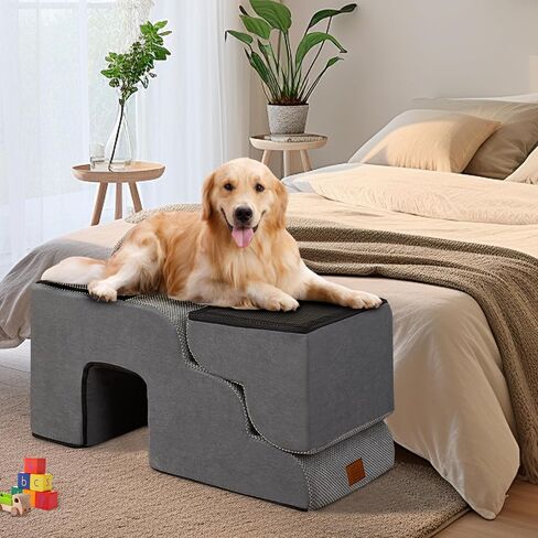 5 Step Dog Steps for Bed 30 Inches Height,Dog Stairs for Small Dogs,Pet Stairs for High Beds,Dog Ramp for Bed,Dog Steps for High Bed,Dog Steps for Couch,Pet Ramps for Small Dogs,Grey in Saudi Arabia