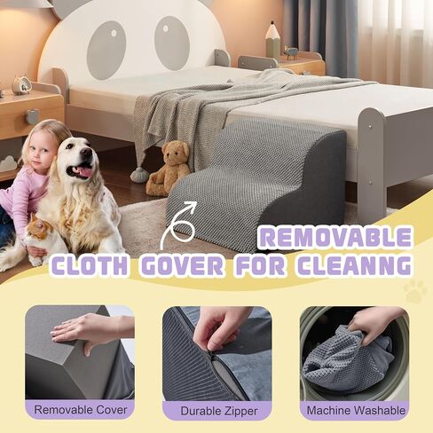 5 Step Dog Steps for Bed 30 Inches Height,Dog Stairs for Small Dogs,Pet Stairs for High Beds,Dog Ramp for Bed,Dog Steps for High Bed,Dog Steps for Couch,Pet Ramps for Small Dogs,Grey in Saudi Arabia