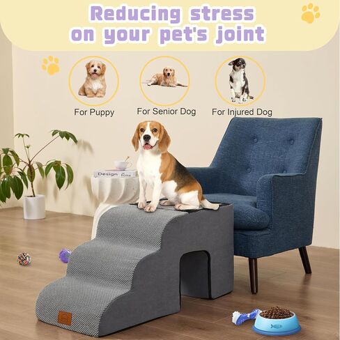 5 Step Dog Steps for Bed 30 Inches Height,Dog Stairs for Small Dogs,Pet Stairs for High Beds,Dog Ramp for Bed,Dog Steps for High Bed,Dog Steps for Couch,Pet Ramps for Small Dogs,Grey in Saudi Arabia