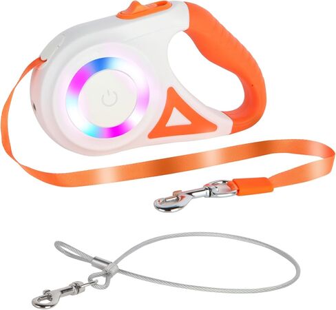مقود كلب قابل للسحب مضاد للمضغ مزود بمصباح LED، مقود عالي التحمل بطول 16 قدمًا بزاوية 360 درجة وخالي من التشابك للمشي والتدريب ليلاً - تشغيل بيد واحدة، مثالي للكلاب المتوسطة والصغيرة (أرجواني) in Kuwait