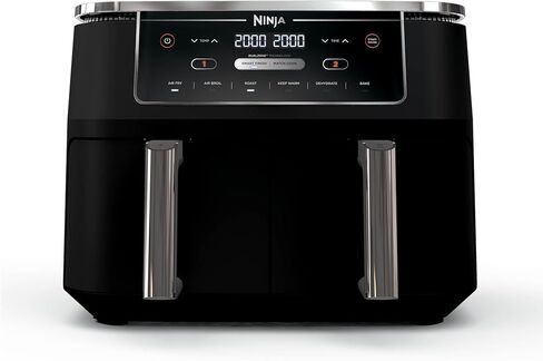 Ninja DZ302 Foodi 10-qt. 6-in-1 DualZone Smart XL Air Fryer with 2 Independent Baskets, Match Cook & Smart Finish to Air Fry, Air Broil, Roast, Bake, Dehydrate, & Keep Warm, Black in Saudi Arabia