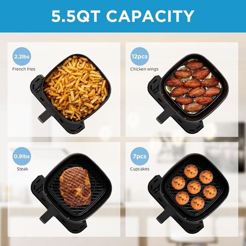 Midea Air Fryer 5.5 Quart with See-Thru Window, Heatexpress Rapid Air Technology, and 9 Preset Menus for Quick and Easy Meals in Kuwait