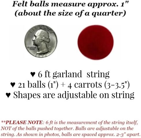 عيد الفصح الجزر فيلت إكليل - سلسلة بطول 6 أقدام مع 25 شكل قابل للتعديل - كرات 1 بوصة، جزر 3.25 بوصة - 100% صوف - قوس قزح باستيل - لافتة عباءة زنبركية، ديكور أرنب على الرف، فكرة هدية مصنوعة يدويًا صديقة للبيئة in Kuwait