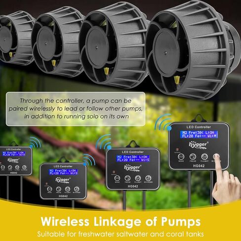 hygger 2114 GPH Aquarium Inverter Wavemaker Pump with LED Controller, DC 24V 10W Ultra-quiet Submersible Power Head with Magnetic Base, Circulation Pump for 30-75 Gal Freshwater Saltwater Tank in Saudi Arabia