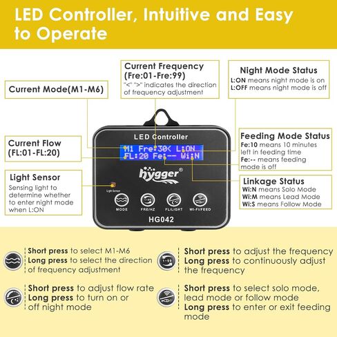 hygger 2114 GPH Aquarium Inverter Wavemaker Pump with LED Controller, DC 24V 10W Ultra-quiet Submersible Power Head with Magnetic Base, Circulation Pump for 30-75 Gal Freshwater Saltwater Tank in Saudi Arabia