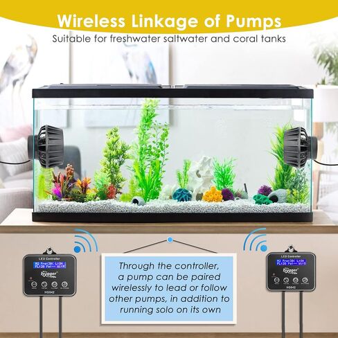hygger 2114 GPH Aquarium Inverter Wavemaker Pump with LED Controller, DC 24V 10W Ultra-quiet Submersible Power Head with Magnetic Base, Circulation Pump for 30-75 Gal Freshwater Saltwater Tank in Saudi Arabia