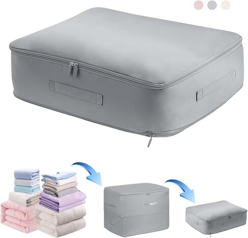 منظم ضغط ذاتي موفر للمساحة، حقائب تخزين، حقائب متحركة شديدة التحمل، حقيبة تخزين لتوفير المساحة، حقائب تنظيم متحركة ذات ضغط ذاتي للألحفة والملابس والبطانيات (وردي، مقاس XL) in Kuwait