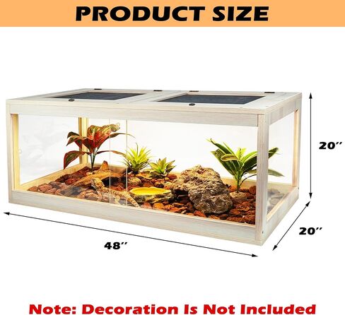 Reptile Terrarium Tank Maximum 78 Gallons, Lizard Tank Bearded Dragon Tank with Metal Mesh Roof Door, Snake Tank with Lock Design (Oak Color, 48"x20"x20" (78 Gallon)) in Kuwait