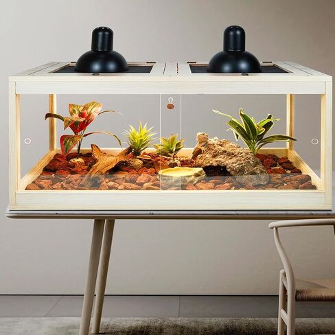 Reptile Terrarium Tank Maximum 78 Gallons, Lizard Tank Bearded Dragon Tank with Metal Mesh Roof Door, Snake Tank with Lock Design (Oak Color, 48"x20"x20" (78 Gallon)) in Kuwait