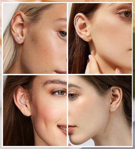 20G Cartilage Earrings for Women 14K Gold Stainless Steel Flat Back Cartilage Stud Earrings for Sensitive Ear Leaf Opal CZ Handmade Helix Conch Piercing Jewelry Silver Opal in Saudi Arabia