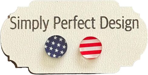 Simply Perfect Design - Patriotic American Flag Stud Earrings for Women, Hypoallergenic and Cute - Acrylic USA Jewelry, Perfect Fashion Accessories & Gifts - July 4th - Independence Day in Saudi Arabia