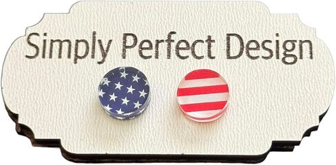 Simply Perfect Design - Patriotic American Flag Stud Earrings for Women, Hypoallergenic and Cute - Acrylic USA Jewelry, Perfect Fashion Accessories & Gifts - July 4th - Independence Day in Saudi Arabia