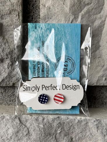 Simply Perfect Design - Patriotic American Flag Stud Earrings for Women, Hypoallergenic and Cute - Acrylic USA Jewelry, Perfect Fashion Accessories & Gifts - July 4th - Independence Day in Saudi Arabia