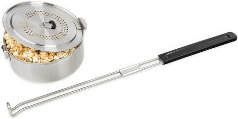 صانع الفشار Solo Stove Campfire Popcorn، بوبر الفشار من الفولاذ المقاوم للصدأ، ملحق حفرة النار، سعة 3 كوارت، الارتفاع: 4 بوصة، الطول: 34 بوصة، القطر: 7.75 بوصة، الوزن: 2.96 رطل in Kuwait