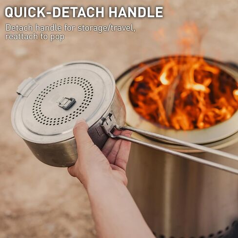 صانع الفشار Solo Stove Campfire Popcorn، بوبر الفشار من الفولاذ المقاوم للصدأ، ملحق حفرة النار، سعة 3 كوارت، الارتفاع: 4 بوصة، الطول: 34 بوصة، القطر: 7.75 بوصة، الوزن: 2.96 رطل in Kuwait