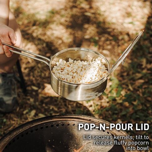 صانع الفشار Solo Stove Campfire Popcorn، بوبر الفشار من الفولاذ المقاوم للصدأ، ملحق حفرة النار، سعة 3 كوارت، الارتفاع: 4 بوصة، الطول: 34 بوصة، القطر: 7.75 بوصة، الوزن: 2.96 رطل in Kuwait