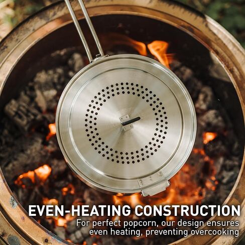 صانع الفشار Solo Stove Campfire Popcorn، بوبر الفشار من الفولاذ المقاوم للصدأ، ملحق حفرة النار، سعة 3 كوارت، الارتفاع: 4 بوصة، الطول: 34 بوصة، القطر: 7.75 بوصة، الوزن: 2.96 رطل in Kuwait
