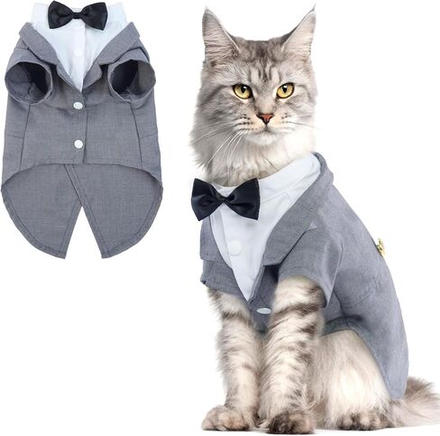 Bonaweite Cat Tuxedo Suit, Sphynx Cat Tuxedo Outfit Costume with Bow Tie, Cat Halloween Costumes for Cats Only, Kitten Formal Attire Wedding Birthday Onesie Clothes for Male Girl Hairless Cats in Saudi Arabia
