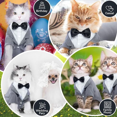 Bonaweite Cat Tuxedo Suit, Sphynx Cat Tuxedo Outfit Costume with Bow Tie, Cat Halloween Costumes for Cats Only, Kitten Formal Attire Wedding Birthday Onesie Clothes for Male Girl Hairless Cats in Saudi Arabia