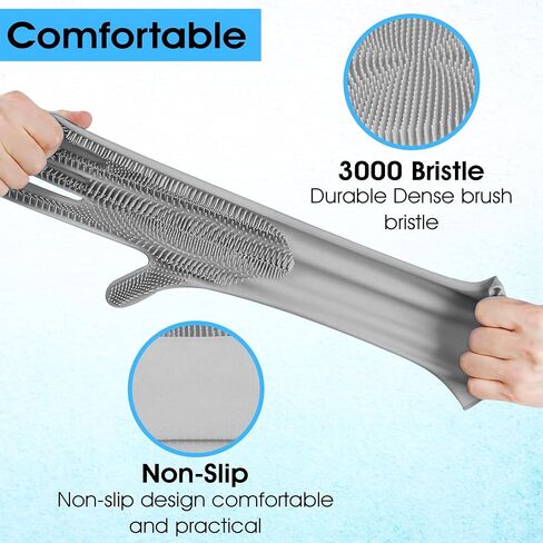 Pet Grooming Gloves, Dog Washing Gloves with High-Density Teeth, Silicone Dog Bathing Gloves with Enhanced Five Finger Design, Bathing and Massaging for Dogs and Cats (Blue) in Saudi Arabia