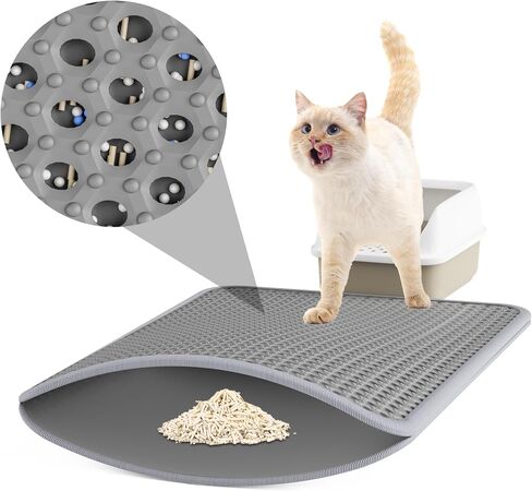Cat Litter Mat Large - 30"x21" Litter Trapping Mat, Easy to Clean Litter Box Mat, Waterproof, Urine-Proof, Grey in Saudi Arabia