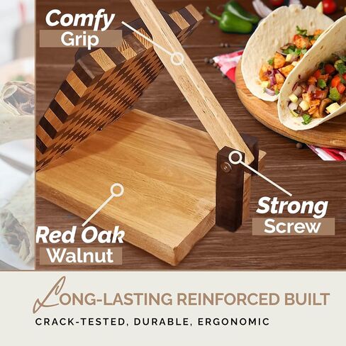 Wooden Tortilla Press - Roti Maker - bio Wooden Tortilla Maker | Dough Presser for Mexican Tortillas, Chapati, Tacos Maker for Tortillera, Homemade Quesadilla Maker in Saudi Arabia