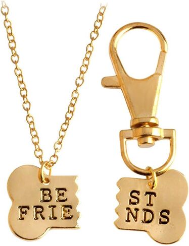 Meiligo® Fashion 2 قطعة الأزواج سبيكة الكلب العظام قلادة مفتاح سلسلة أفضل الأصدقاء لغز قلادة مطابقة الكلب علامة قلادة مجموعة in Kuwait