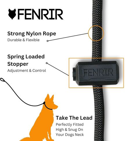 Fenrir Slip Leash 1.4m Professional Dog Training Lead to Stop Pulling, Perfect for Walks, Easy to Use, Spring Loaded Stopper, Light Weight and Durable in Saudi Arabia