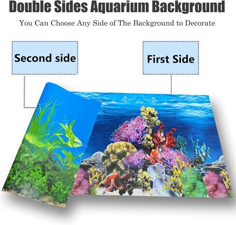 Fish Tank Background Paper Coral Reef Aquarium Background 3D Fish Tank Decorations Background Aquatic Plant Fish Backdrop for Aquarium Wallpaper in Kuwait