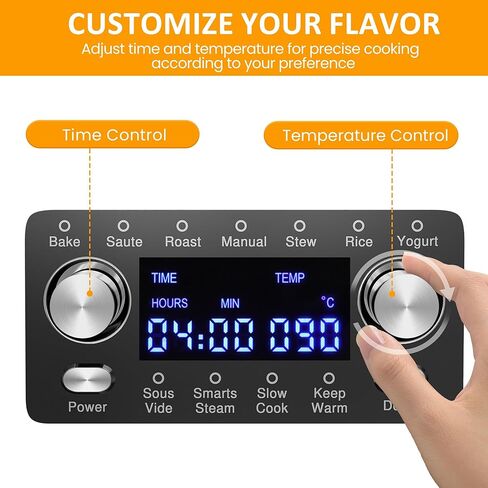 طباخ متعدد 8 كوارت 12 في 1، طباخ بطيء رقمي قابل للبرمجة مع شاشة LED ومؤقت، جهاز طهي الأرز بقدرة 1250 وات مع وعاء داخلي غير لاصق للخبز، والقلي، والتحميص، والحساء، والفيديو، وآمن للاستخدام في غسالة الأطباق، فضي in Kuwait
