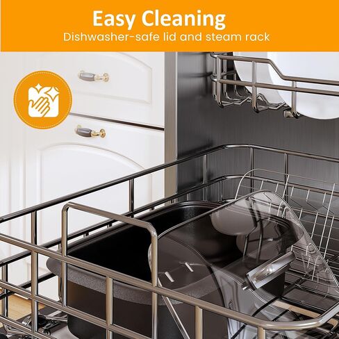 طباخ متعدد 8 كوارت 12 في 1، طباخ بطيء رقمي قابل للبرمجة مع شاشة LED ومؤقت، جهاز طهي الأرز بقدرة 1250 وات مع وعاء داخلي غير لاصق للخبز، والقلي، والتحميص، والحساء، والفيديو، وآمن للاستخدام في غسالة الأطباق، فضي in Kuwait