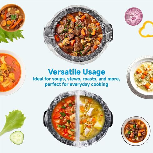 بطانات الطبخ البطيء 3-8 كوارت، أكياس الطبخ كبيرة الحجم 13 بوصة × 21 بوصة، أكياس الطبخ البطيء بيضاوية كبيرة للاستعمال مرة واحدة لوعاء الفخار (20) in Saudi Arabia