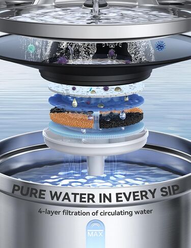 Wireless Cat Water Fountain [Water & Battery Separation] FEELNEEDY Stainless Steel Automatic Pet Water Dispenser, 4000mAh Battery Operated Water Fountains for Cats Dogs - 3.5L/118oz in Saudi Arabia