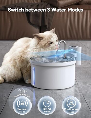 Wireless Cat Water Fountain [Water & Battery Separation] FEELNEEDY Stainless Steel Automatic Pet Water Dispenser, 4000mAh Battery Operated Water Fountains for Cats Dogs - 3.5L/118oz in Saudi Arabia