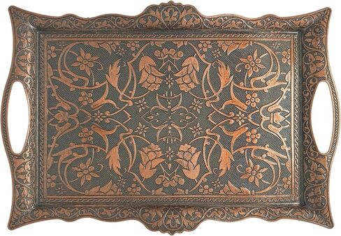 Special Turkish Motif Handmade Serving Trays for Women Ottoman Pattern - Large tray Rectangle(Gold) in Saudi Arabia