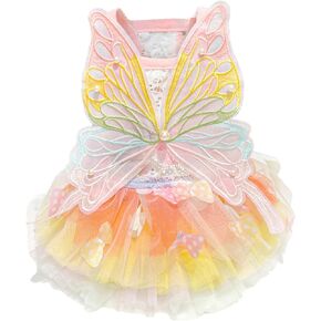 BAMY Butterfly Wings Dog Dress Summer Pet Wedding Skirt Lace Princess Tutu Cute Party Cat Outfit for Small Medium Dogs (Pink, XXL (Chest 27.5inch/ 70cm))