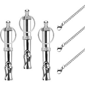 3 Pack Dog Whistle with Metal Necklace Stop Neighbors Dog from Barking Adjustable Ultrasonic Silent Dog Whistle Professional Dog Training Whistles for Dog Daily Training