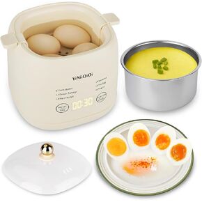 Rapid Egg Cooker, 6 in 1 Egg Cooker for Hard Boiled Eggs, Soft Boiled, Egg Custard, Electric Egg Boiler with Auto Shut Off and Beep Alarm, Smart Egg Maker for Home, Kitchen, Dorm, No BPA