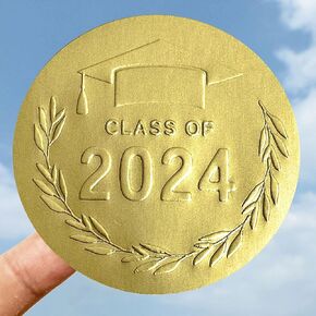 100 قطعة من ملصقات التخرج، فئة 2024، ملصقات تخرج شفافة للتهنئة، مستلزمات حفلات التخرج، ملصقات قبعة التخرج لأظرف سجل القصاصات 1.6 بوصة (فئة 2024-1، أسود)